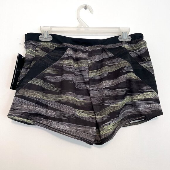 NEW NWT ASICS Lite-Show Short Black Lime Green Striped 2.5" Inseam Active Shorts - Picture 14 of 15